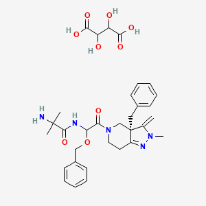 N-[2-[(3aS)-3a-benzyl-2-methyl-3-methylidene-6,7-dihydro-4H-pyrazolo[4,3-c]pyridin-5-yl]-2-oxo-1-phenylmethoxyethyl]-2-amino-2-methylpropanamide;2,3-dihydroxybutanedioic acid