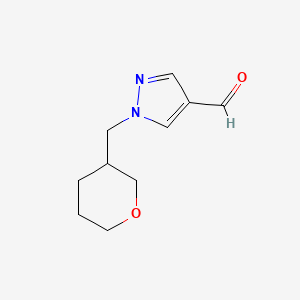 molecular formula C10H14N2O2 B1480477 1-((tetrahydro-2H-pyran-3-yl)methyl)-1H-pyrazole-4-carbaldehyde CAS No. 2098117-75-8