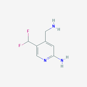 molecular formula C7H9F2N3 B14804776 4-(Aminomethyl)-5-(difluoromethyl)pyridin-2-amine 