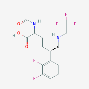 (5S)-2-acetamido-5-(2,3-difluorophenyl)-6-(2,2,2-trifluoroethylamino)hexanoic acid