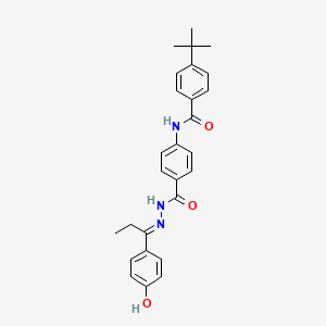 4-tert-butyl-N-[4-({(2E)-2-[1-(4-hydroxyphenyl)propylidene]hydrazinyl}carbonyl)phenyl]benzamide