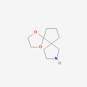 molecular formula C10H17NO2 B1480497 1,4-Dioxa-8-azadispiro[4.0.4(6).3(5)]tridecane CAS No. 2098119-67-4