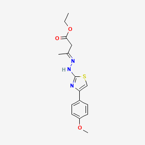 Butanoic acid, 3-[4-(4-methoxyphenyl)-2-thiazolylhydrazono]-, ethyl ester