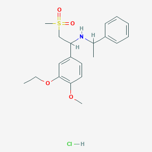 1-(3-ethoxy-4-methoxyphenyl)-2-methylsulfonyl-N-(1-phenylethyl)ethanamine;hydrochloride