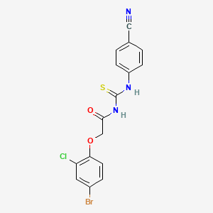 2-(4-bromo-2-chlorophenoxy)-N-[(4-cyanophenyl)carbamothioyl]acetamide