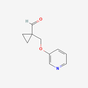 molecular formula C10H11NO2 B1480533 1-((Pyridin-3-yloxy)methyl)cyclopropane-1-carbaldehyde CAS No. 2098068-97-2
