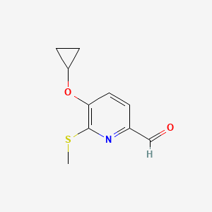 molecular formula C10H11NO2S B14805390 5-Cyclopropoxy-6-(methylthio)picolinaldehyde 