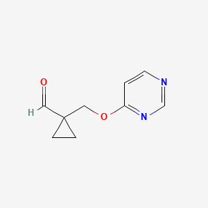 molecular formula C9H10N2O2 B1480540 1-((Pyrimidin-4-yloxy)methyl)cyclopropane-1-carbaldehyde CAS No. 2097963-18-1