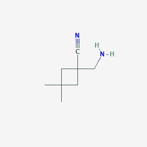 molecular formula C8H14N2 B1480544 1-(Aminomethyl)-3,3-dimethylcyclobutane-1-carbonitrile CAS No. 2092035-45-3