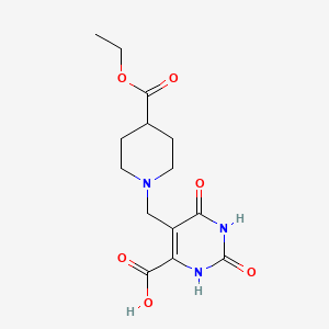 molecular formula C14H19N3O6 B14805464 5-{[4-(Ethoxycarbonyl)piperidin-1-yl]methyl}-2,6-dioxo-1,2,3,6-tetrahydropyrimidine-4-carboxylic acid 