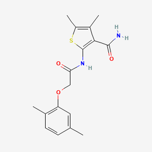 molecular formula C17H20N2O3S B14805496 2-{[(2,5-Dimethylphenoxy)acetyl]amino}-4,5-dimethylthiophene-3-carboxamide 