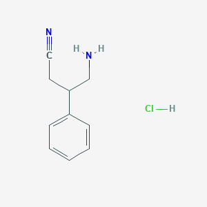 molecular formula C10H13ClN2 B1480550 4-Amino-3-phenylbutanenitrile hydrochloride CAS No. 2098105-16-7
