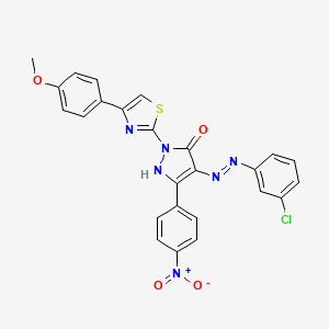 molecular formula C25H17ClN6O4S B14805647 (4Z)-4-[2-(3-chlorophenyl)hydrazinylidene]-2-[4-(4-methoxyphenyl)-1,3-thiazol-2-yl]-5-(4-nitrophenyl)-2,4-dihydro-3H-pyrazol-3-one 