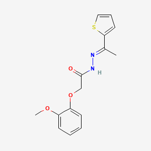 molecular formula C15H16N2O3S B14805689 2-(2-methoxyphenoxy)-N'-[(1E)-1-(thiophen-2-yl)ethylidene]acetohydrazide 