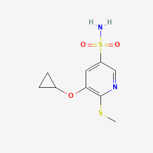 molecular formula C9H12N2O3S2 B14805739 5-Cyclopropoxy-6-(methylthio)pyridine-3-sulfonamide 