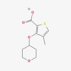 molecular formula C11H14O4S B1480575 4-methyl-3-((tetrahydro-2H-pyran-4-yl)oxy)thiophene-2-carboxylic acid CAS No. 2091710-87-9