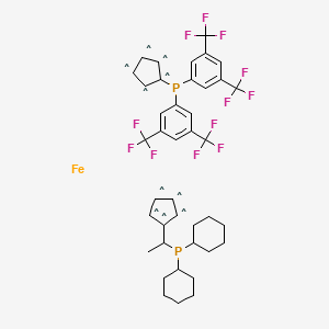 molecular formula C40H40F12FeP2 B14805891 (R)-(-)-1-[(S)-2-(DI(3,5-Bis-trifluoromethylphenyl)phosphino)ferrocenyl]ethyldicyclohexylphosphine 