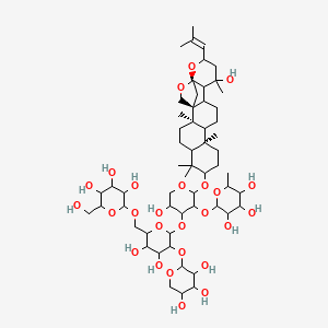 2-[4-[4,5-dihydroxy-6-[[3,4,5-trihydroxy-6-(hydroxymethyl)oxan-2-yl]oxymethyl]-3-(3,4,5-trihydroxyoxan-2-yl)oxyoxan-2-yl]oxy-5-hydroxy-2-[[(1S,2R,10R,16S,20R)-16-hydroxy-2,6,6,10,16-pentamethyl-18-(2-methylprop-1-enyl)-19,21-dioxahexacyclo[18.2.1.01,14.02,11.05,10.015,20]tricosan-7-yl]oxy]oxan-3-yl]oxy-6-methyloxane-3,4,5-triol