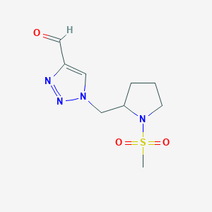 molecular formula C9H14N4O3S B1480605 1-((1-(methylsulfonyl)pyrrolidin-2-yl)methyl)-1H-1,2,3-triazole-4-carbaldehyde CAS No. 2098075-96-6