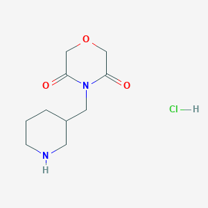 molecular formula C10H17ClN2O3 B1480620 4-(Piperidin-3-ylmethyl)morpholine-3,5-dione hydrochloride CAS No. 2098127-55-8