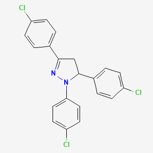 molecular formula C21H15Cl3N2 B14806357 1,3,5-Tris(4-chlorophenyl)-4,5-dihydro-1H-pyrazole CAS No. 7245-31-0