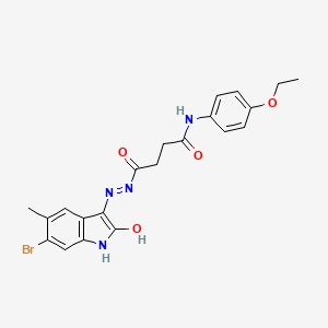 4-[(2Z)-2-(6-bromo-5-methyl-2-oxo-1,2-dihydro-3H-indol-3-ylidene)hydrazinyl]-N-(4-ethoxyphenyl)-4-oxobutanamide