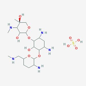 molecular formula C20H43N5O11S B14806496 (2R,3R,4R,5R)-2-[(1S,2S,3R,4S,6R)-4,6-diamino-3-[(2R,3R,6S)-3-amino-6-(methylaminomethyl)oxan-2-yl]oxy-2-hydroxycyclohexyl]oxy-5-methyl-4-(methylamino)oxane-3,5-diol,sulfuric acid 