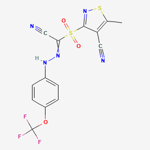 3-({Cyano-2-[4-(trifluoromethoxy)phenyl]carbohydrazonoyl}sulfonyl)-5-methyl-4-isothiazolecarbonitrile