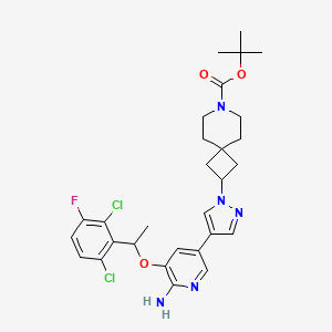 molecular formula C29H34Cl2FN5O3 B14806588 (R)-tert-butyl 2-(4-(6-amino-5-(1-(2,6-dichloro-3-fluorophenyl)ethoxy)pyridin-3-yl)-1H-pyrazol-1-yl)-7-azaspiro[3.5]nonane-7-carboxylate 