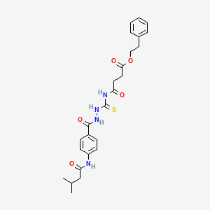 2-Phenylethyl 4-({[2-({4-[(3-methylbutanoyl)amino]phenyl}carbonyl)hydrazinyl]carbonothioyl}amino)-4-oxobutanoate