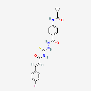 N-{4-[(2-{[(2E)-3-(4-fluorophenyl)prop-2-enoyl]carbamothioyl}hydrazinyl)carbonyl]phenyl}cyclopropanecarboxamide