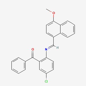 molecular formula C25H18ClNO2 B14806709 (5-chloro-2-{[(E)-(4-methoxynaphthalen-1-yl)methylidene]amino}phenyl)(phenyl)methanone 