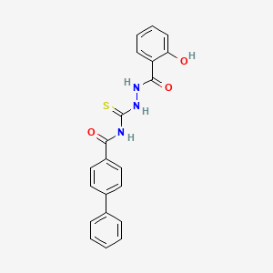 molecular formula C21H17N3O3S B14806922 N-({2-[(2-hydroxyphenyl)carbonyl]hydrazinyl}carbonothioyl)biphenyl-4-carboxamide 