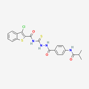 molecular formula C21H19ClN4O3S2 B14806965 3-chloro-N-{[2-({4-[(2-methylpropanoyl)amino]phenyl}carbonyl)hydrazinyl]carbonothioyl}-1-benzothiophene-2-carboxamide 