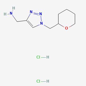 molecular formula C9H18Cl2N4O B1480707 (1-((四氢-2H-吡喃-2-基)甲基)-1H-1,2,3-三唑-4-基)甲胺二盐酸盐 CAS No. 2098089-15-5
