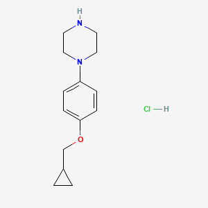 molecular formula C14H21ClN2O B1480713 1-(4-(环丙基甲氧基)苯基)哌嗪盐酸盐 CAS No. 2097979-25-2