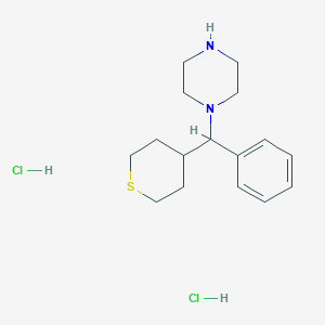 molecular formula C16H26Cl2N2S B1480740 1-(phenyl(tetrahydro-2H-thiopyran-4-yl)methyl)piperazine dihydrochloride CAS No. 2098001-78-4