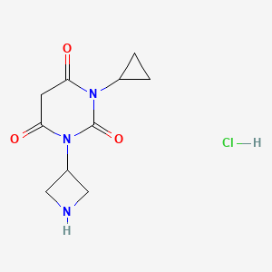 molecular formula C10H14ClN3O3 B1480741 1-(azetidin-3-yl)-3-cyclopropylpyrimidine-2,4,6(1H,3H,5H)-trione hydrochloride CAS No. 2098129-76-9