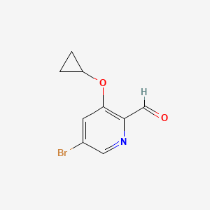 molecular formula C9H8BrNO2 B14807476 5-Bromo-3-cyclopropoxypicolinaldehyde 