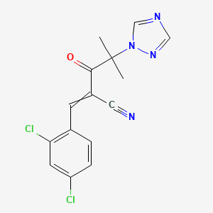 molecular formula C15H12Cl2N4O B14807590 2-[(2,4-Dichlorophenyl)methylidene]-4-methyl-3-oxo-4-(1,2,4-triazol-1-yl)pentanenitrile 