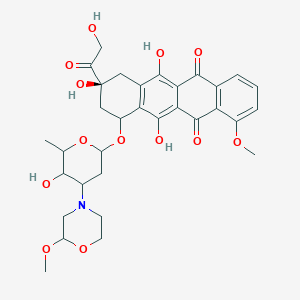 molecular formula C32H37NO13 B14807608 5,12-Naphthacenedione, 7,8,9,10-tetrahydro-6,8,11-trihydroxy-8-(2-hydroxyacetyl)-1-methoxy-10-[[2,3,6-trideoxy-3-[(2S)-2-methoxy-4-morpholinyl]-a-Llyxo-hexopyranosyl]oxy]-, (8S,10S)- 