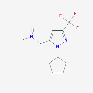 molecular formula C11H16F3N3 B1480764 1-(1-cyclopentyl-3-(trifluoromethyl)-1H-pyrazol-5-yl)-N-methylmethanamine CAS No. 2098069-84-0