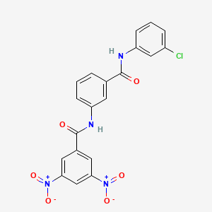 molecular formula C20H13ClN4O6 B14807681 N-{3-[(3-chlorophenyl)carbamoyl]phenyl}-3,5-dinitrobenzamide 