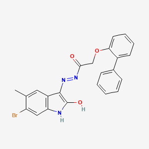 2-(biphenyl-2-yloxy)-N'-[(3E)-6-bromo-5-methyl-2-oxo-1,2-dihydro-3H-indol-3-ylidene]acetohydrazide