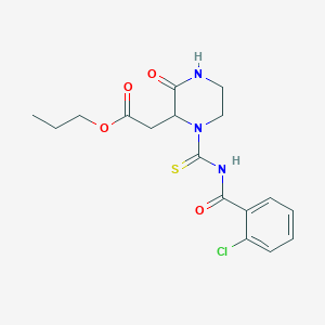 Propyl (1-{[(2-chlorophenyl)carbonyl]carbamothioyl}-3-oxopiperazin-2-yl)acetate