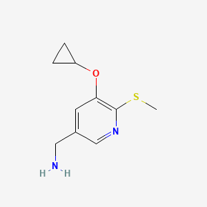 molecular formula C10H14N2OS B14807739 (5-Cyclopropoxy-6-(methylthio)pyridin-3-YL)methanamine 