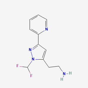 2-(1-(difluoromethyl)-3-(pyridin-2-yl)-1H-pyrazol-5-yl)ethan-1-amine
