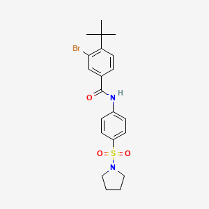 molecular formula C21H25BrN2O3S B14808041 3-bromo-4-tert-butyl-N-[4-(pyrrolidin-1-ylsulfonyl)phenyl]benzamide 