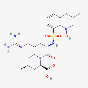 molecular formula C23H36N6O6S B14808044 (2R,4R)-1-(((1-Hydroxy-3-methyl-1,2,3,4-tetrahydroquinolin-8-yl)sulfonyl)-L-arginyl)-4-methylpiperidine-2-carboxylic acid CAS No. 107946-30-5