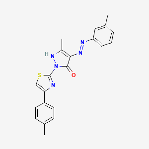 (4Z)-5-methyl-4-[2-(3-methylphenyl)hydrazinylidene]-2-[4-(4-methylphenyl)-1,3-thiazol-2-yl]-2,4-dihydro-3H-pyrazol-3-one